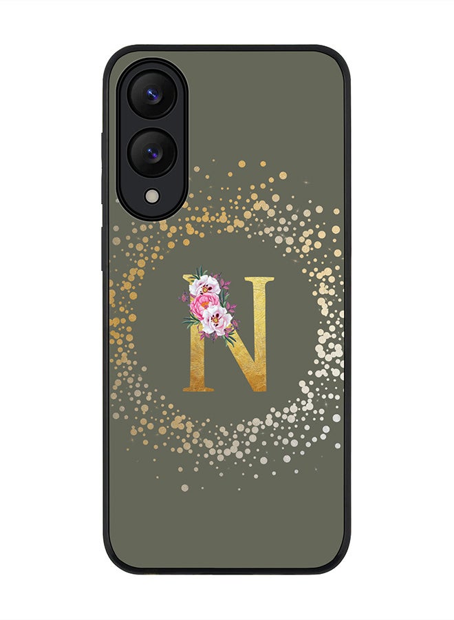 Stylizedd For Samsung Galaxy S25 Edge Case,Slim fit Camera Protection, Shockproof Thin Phone cover  - Custom Monogram Floral - N  (Olive Green )