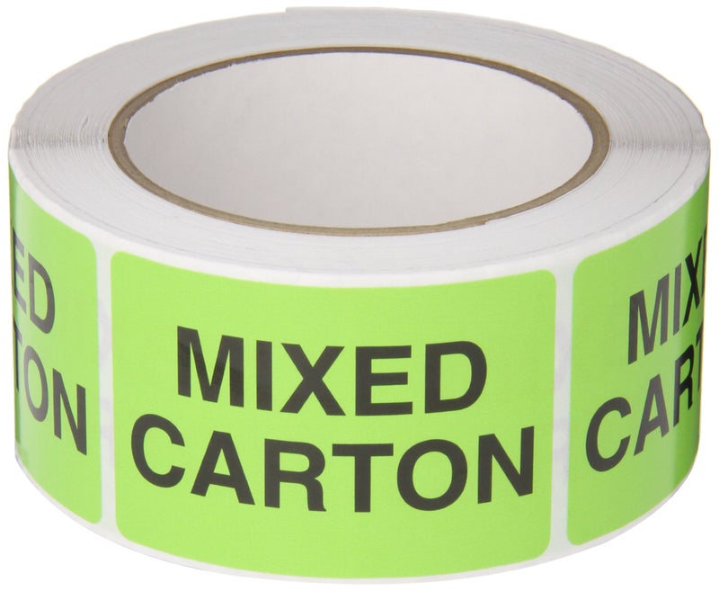 TapeCase SHIPLBL-060 Shipping Packing Labels "Mixed Carton", Neon Green - 500 Labels per roll (1 Roll) - Image 3