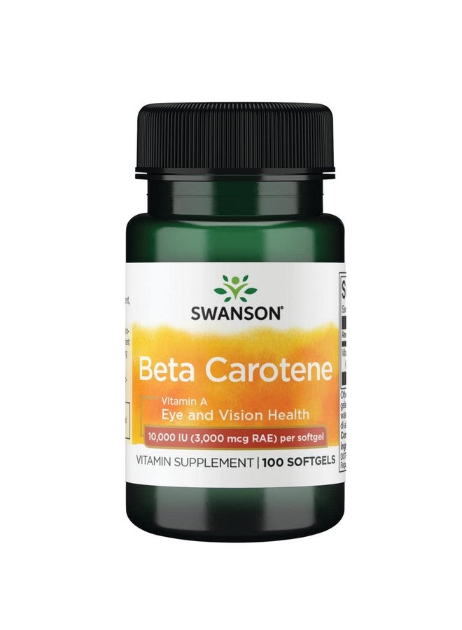 SWANSON Beta Carotene (Vitamin A) Skin Eye Immune System Health Antioxidant Support 10000 Iu (3000 Mcg) 100 Sgels - Image 1