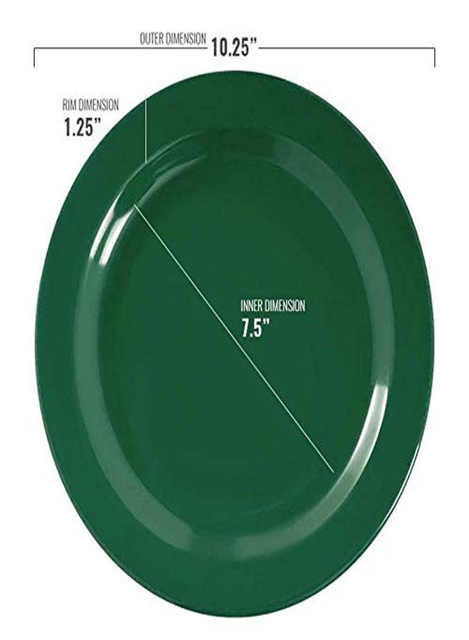 kaya Solid Green Holiday Disposable Plastic Round Dinner Plates - 10.25" (10 Pc) - Ideal for Home, Weddings, Parties, Catering - Image 3