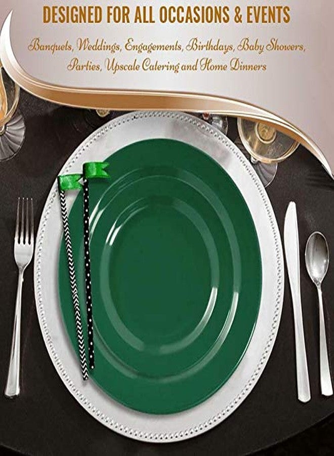 kaya Solid Green Holiday Disposable Plastic Round Dinner Plates - 10.25" (10 Pc) - Ideal for Home, Weddings, Parties, Catering - Image 5