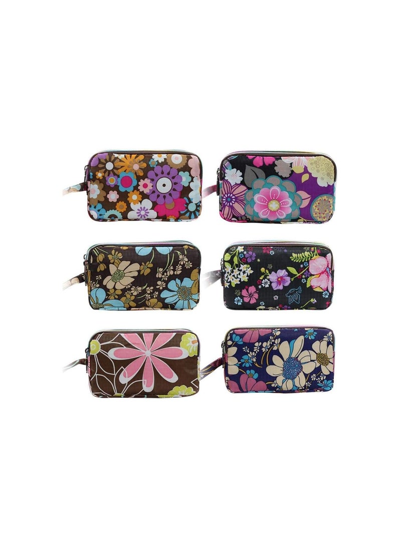GGOOT Women Floral Print Cloth Coin Purse Zipper Wallet Cell Phone Pouch Bag Size Medium 2 Durable and Useful  - Image 2