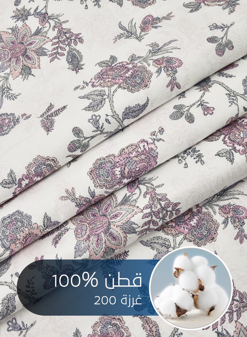 سيد المنسوجات المنزلية مفرش صيفي مفرد ونص من قطن، يناسب سرير بحجم 160 × 200 سم، 5 قطع، 100% قطن 200 غرزة، مع الحشوة القابلة للنزع، سلسلة فيرونيكا - Image 3