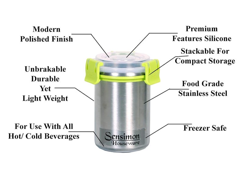 Sensimon Stainless Steel Tumbler with Lid Leak Proof Steel Tumbler with Leak Proof Lid Steel Glass with Lid Airtight Freezer Safe Capacity 350ML Pack of 2 - Image 2