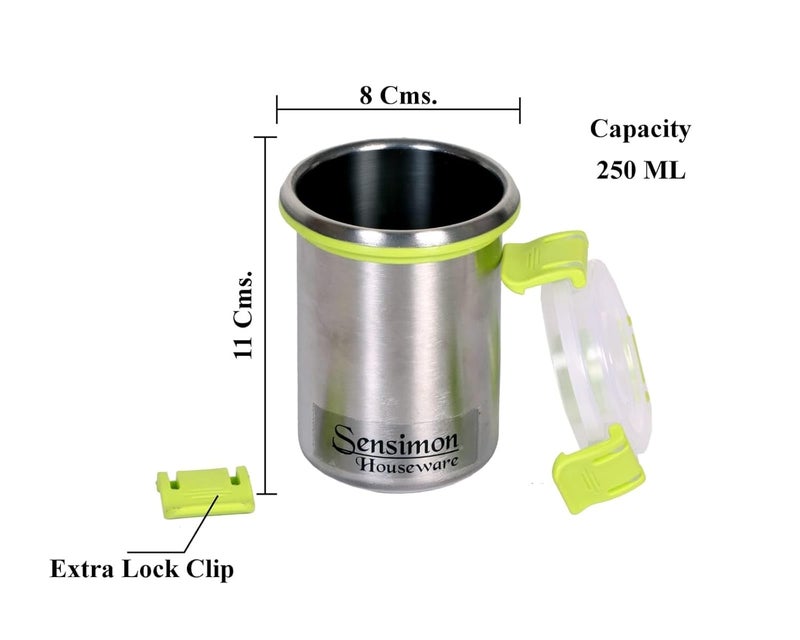 Sensimon Stainless Steel Tumbler with Lid Leak Proof Steel Tumbler with Leak Proof Lid Steel Glass with Lid Airtight Freezer Safe Capacity 350ML Pack of 2 - Image 4