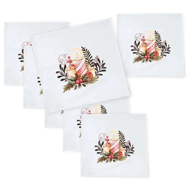 Khakee 6 Pcs Christmas Theme Silk Table Napkins 10x 10 for Xmas Decoration Christmas OrnamentsChristmas Giftxmas21629 - Image 1
