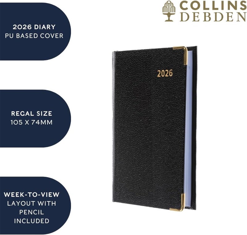 Collins - Business - Regal 2026 12 Month Calendar Year Planner, Week-To-View with Appointments Pocket Diary - Black - Image 5