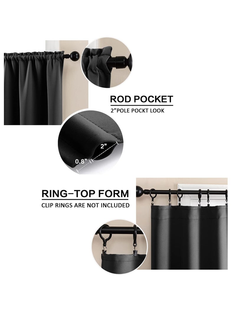 Excefore ستائر مطبخ فوق الحوض، ستائر حوض مقاومة للماء بطول 24 بوصة، ستائر لِنوافذ عربات التخييم، ملحقات داخلية للمقطورة، ستائر ديكور منزلي ريفي، سوداء - Image 5