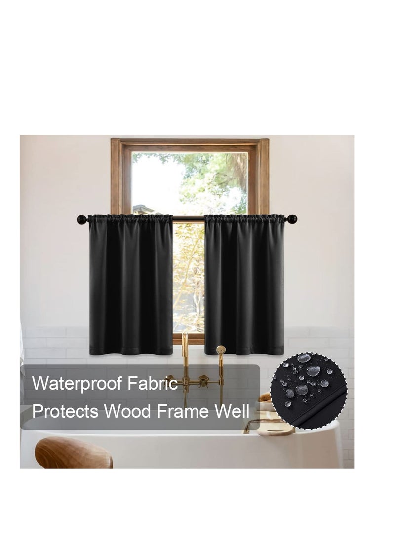 Excefore ستائر مطبخ فوق الحوض، ستائر حوض مقاومة للماء بطول 24 بوصة، ستائر لِنوافذ عربات التخييم، ملحقات داخلية للمقطورة، ستائر ديكور منزلي ريفي، سوداء - Image 4