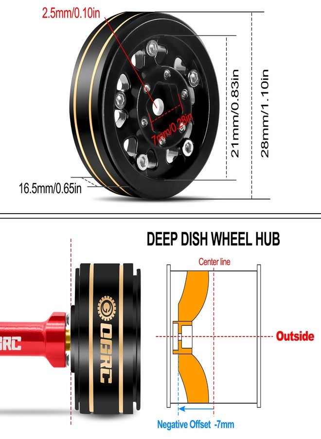 OGUNKE OGRC 1.0 RC Wheels Brass Negative Offset 7mm Wheels for SCX24 C10 JLU Deadbolt Gladiator Bronco 1/24 Crawler Car - 47g/pc - Image 3
