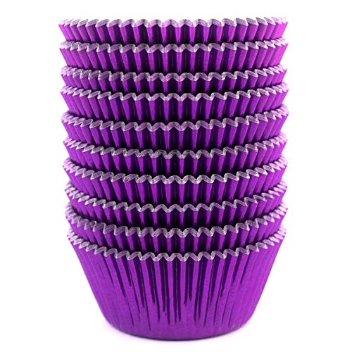 Eoonfirst Dark Purple Foil Cupcake Case Liners Valentine's Day Baking Muffin Paper Cups 200 Pcs - Image 1