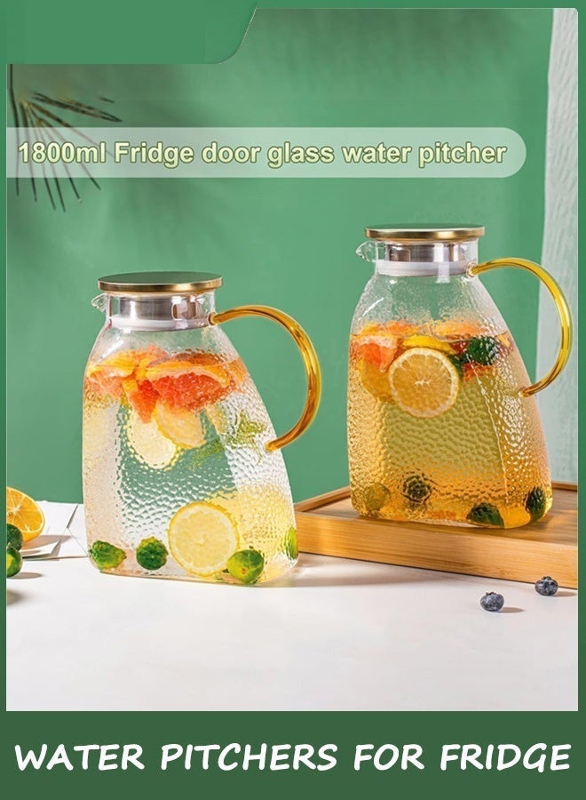HOMESTAR Glass Pitcher With Lid and Spout, 1.8 Liter 60 oz Glass Pitchers With Handle And Lid, Jug Water Pitchers For Fridge, Carafe Jar for Hot/Cold Water, Iced Tea, Juice, Coffee, Milk, Beverage - Image 2