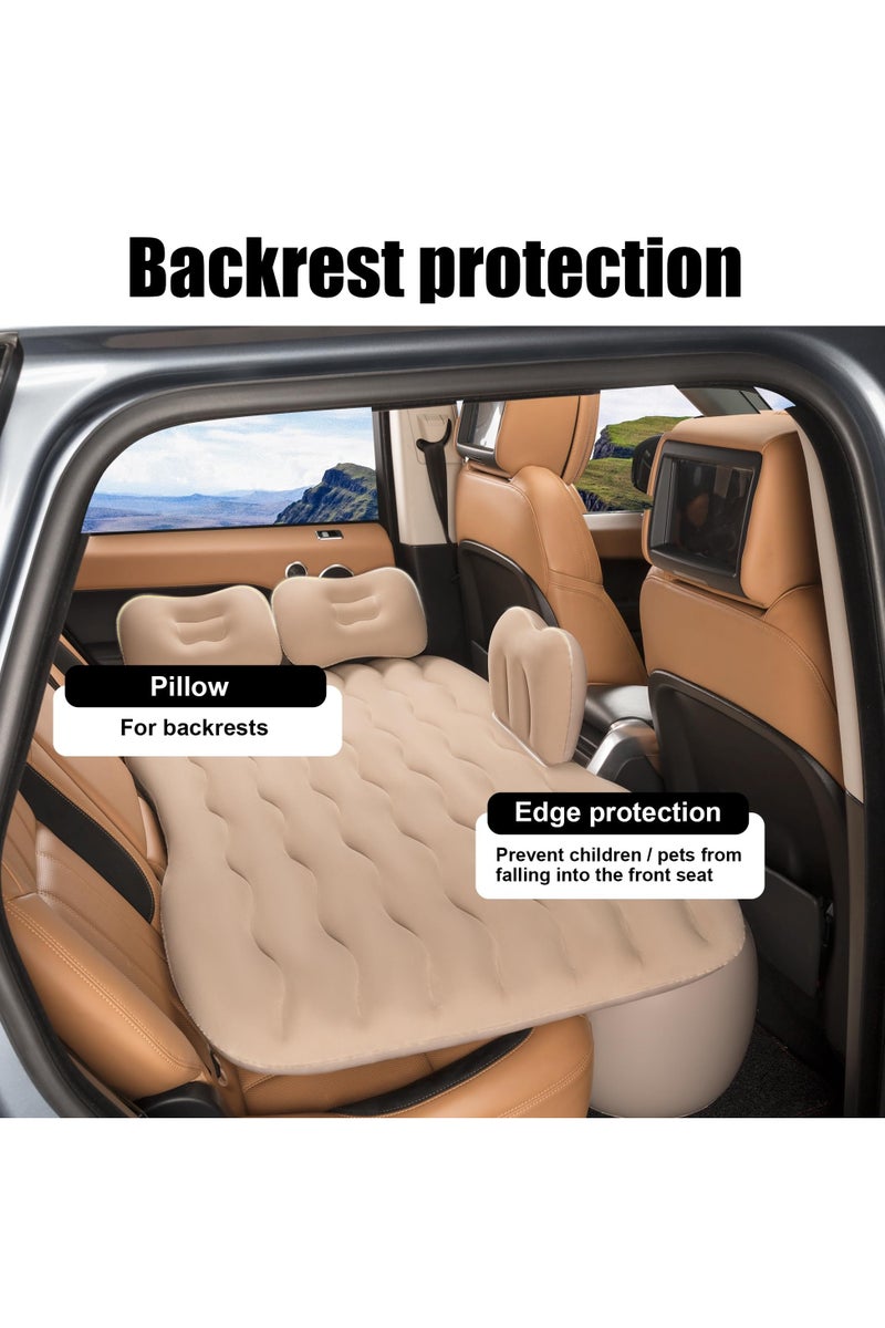 Flushrenic Inflatable Air Mattress Car Bed - PVC Thickened Travel Camping Air Mattress, Suitable for Small Cars, Beige Sleeping Car Mattress - Universal, with Pillow, Bridge, Repair Pad - Image 4