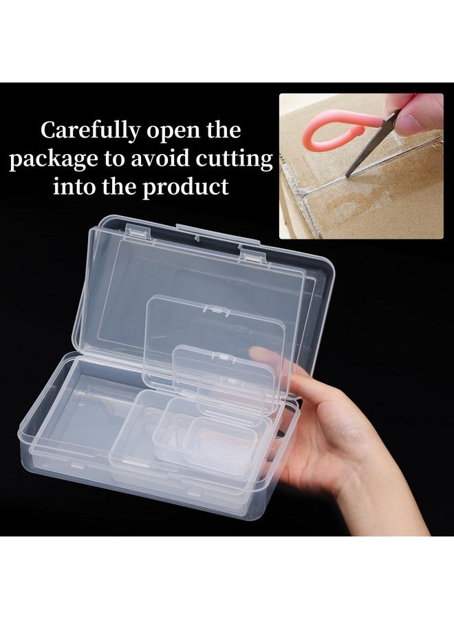 QUEFE 28 Pack Mixed Sizes Small Plastic Organizer Storage Box, Rectangular Empty Mini Clear Plastic Organizer Storage Box Containers with Lids for Small Items and Other Craft Projects - Image 3