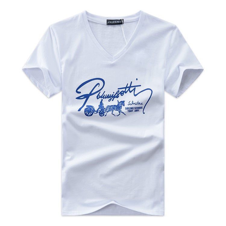 2022 summer new men's short sleeve T-shirt V-neck T-shirt half sleeve slim fit T-shirt factory direct wholesale Taobao agent - Image 1
