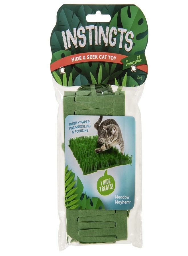 سمارتيكات لعبة سمارتي كات إنستينكتس ميدو مايهيم للقطط، عبوة من قطعتين، لعبة الاختباء والبحث، سجادة ورقية تصدر صوت حفيف العشب - أخضر، عبوة من قطعتين - Image 2