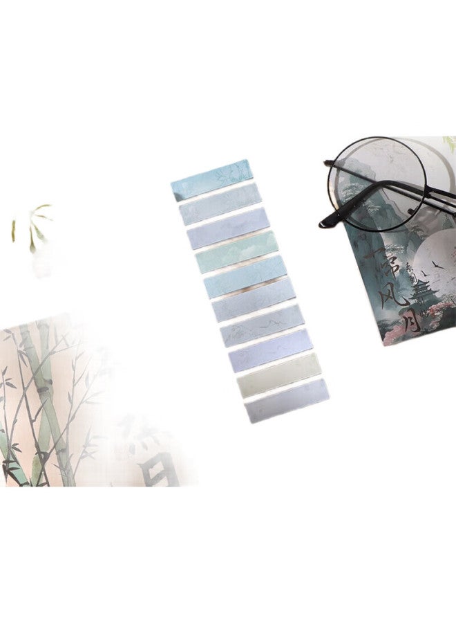 Tatanice Sticky Notes, Classical Chinese Landscape Ink Painting High-Quality Stickers, Chinese Style Illustrations, Simple Message Pad, Adhesive Paper, Moon White And Clear Wind - Image 3