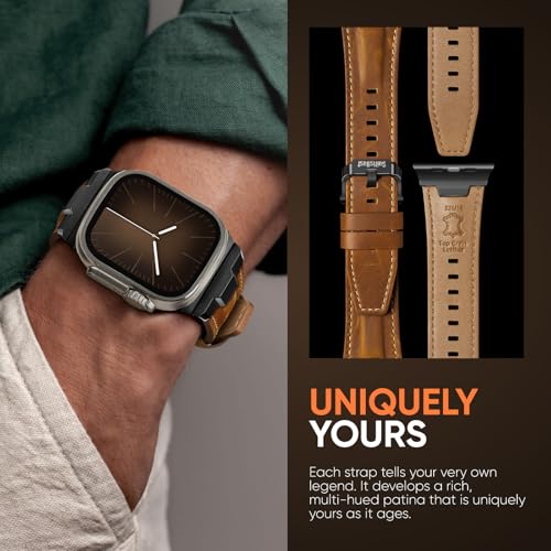 Suitisbest Leather Bands Compatible for Apple Watch Ultra Band 49mm 46mm 45mm 44mm 42mm, Genuine Leather Replacement Strap for iWatch Series 11 10 9 8 7 6 5 4 3 2 1, SE 3 2 1, Ultra 3 2 1 - Image 5