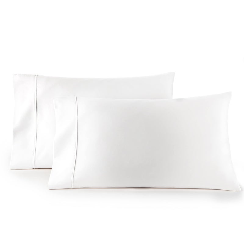 HC Collection Pillow Cases Standard SizeQueen Size Set of 2 Microfiber Extra Soft Pillowcases  Easy Care  Machine Washable  White