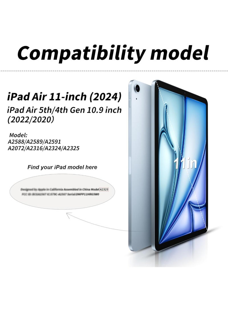 حافظة لجهاز iPad Air 11 بوصة M2 (2024)، iPad Air الجيل الخامس/الرابع (2022/2020) مقاس 10.9 بوصة مع حامل قلم، حافظة ثلاثية الطيات مع غطاء خلفي ناعم من مادة TPU مع خاصية السكون/التنشيط التلقائي - pzsku/Z3638D2917291AC5638BFZ/45/_/1721893205/52dde45c-43f8-41af-9fc7-49394514b731