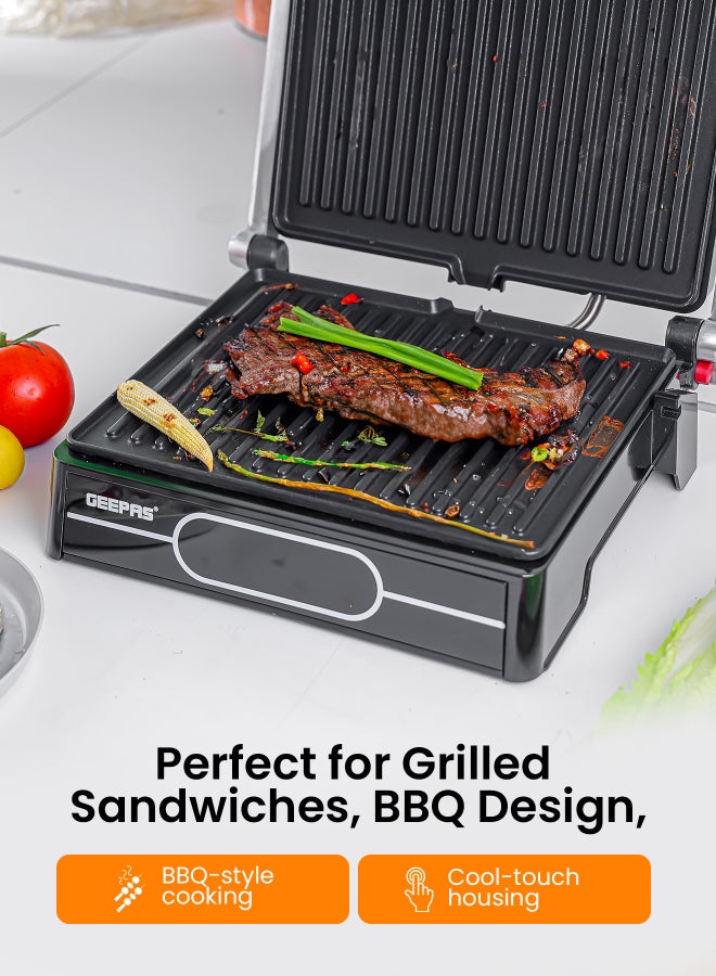 GEEPAS 4-Slice Grill Maker / Non-Stick Plates for Easy Release and Quick Cleanup/ Digital Control Temperature with 9 Levels Manual Adjustable Height 2000 W GGM36557 Black - Image 4