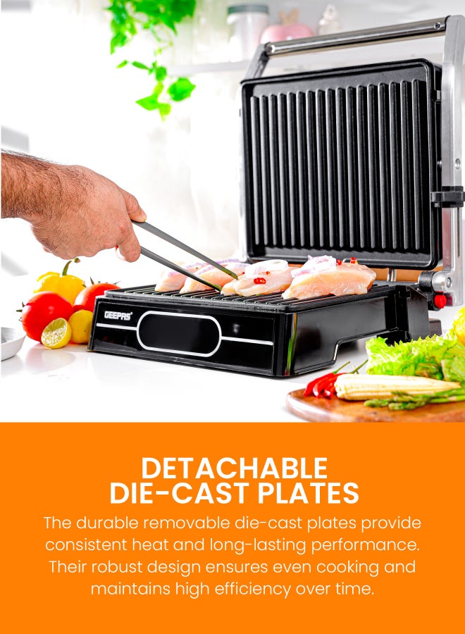 GEEPAS 4-Slice Grill Maker / Non-Stick Plates for Easy Release and Quick Cleanup/ Digital Control Temperature with 9 Levels Manual Adjustable Height 2000 W GGM36557 Black - Image 5