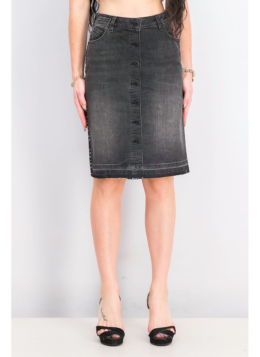 Scotch & Soda Women Five Pocket Midi Skirt, Wash Black  - Image 1