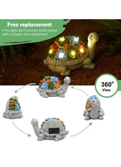 Generic Solar Garden Outdoor Statues Turtle with Succulent and 7 LED Lights Lawn Decor Tortoise Statue for Patio Balcony Yard Ornament  - Image 5