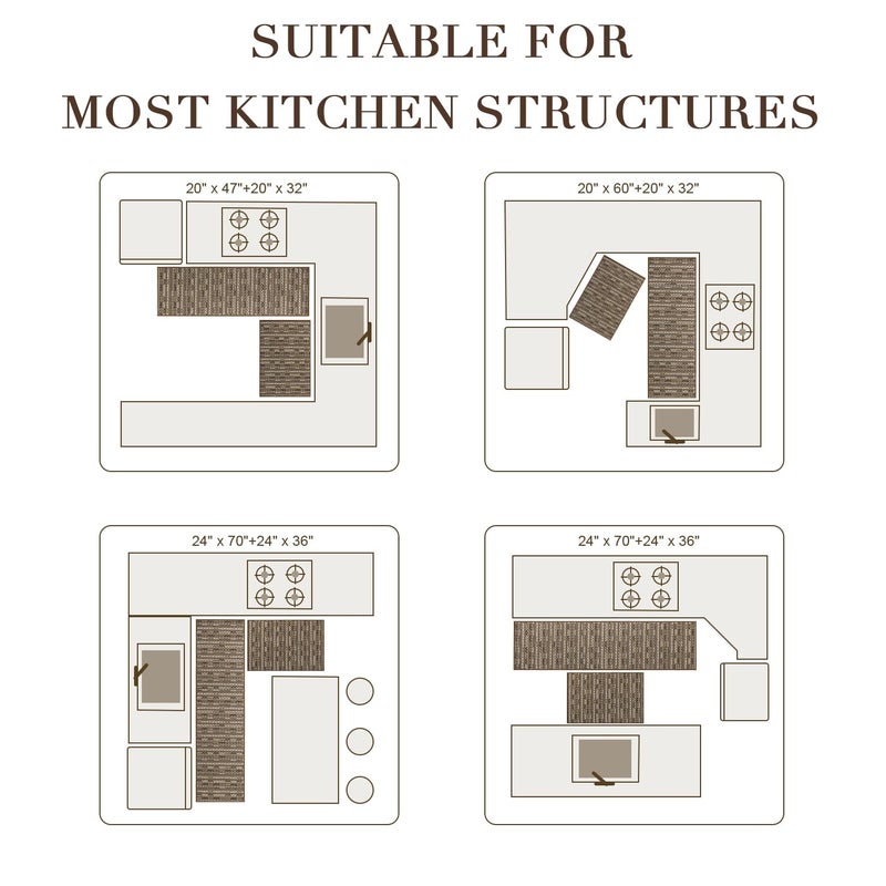 BSICPRO Kitchen Rugs Sets of 2-Non Slip Kitchen Mats for Floor-Thick Stain Resistant Vintage Kitchen Floor Mat Runner Carpet for Hallways Entryway Laundry Room Washableï¼ˆBrown 22"x59"+20"x32"ï¼‰ - Image 2
