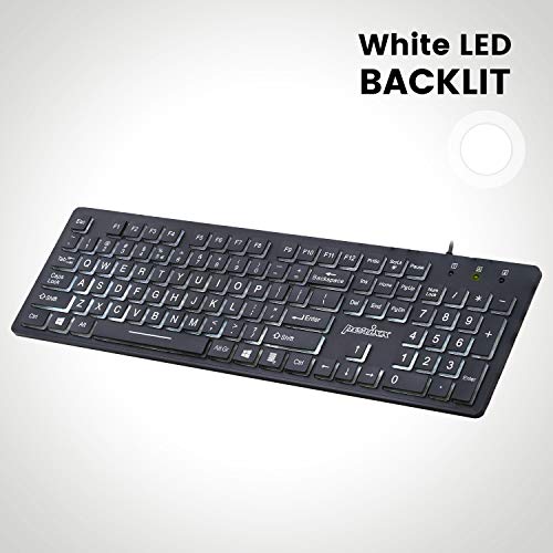 Perixx لوحة مفاتيح USB مضاءة من بيركس PERIBOARD-317، حروف كبيرة مطبوعة مع إضاءة LED بيضاء، تخطيط اللغة الإنجليزية الأمريكية، أسود - Image 3