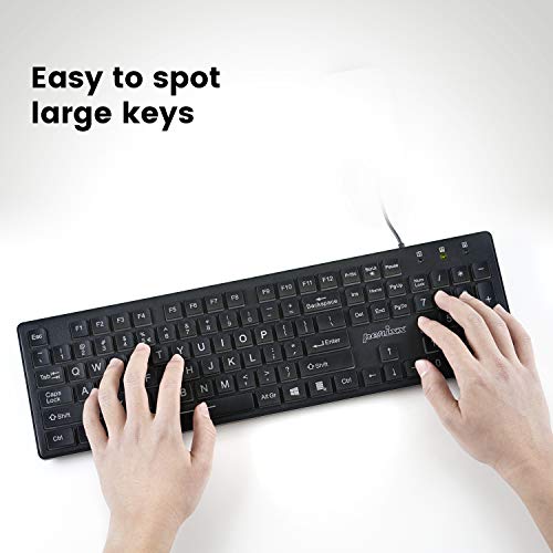 Perixx لوحة مفاتيح USB مضاءة من بيركس PERIBOARD-317، حروف كبيرة مطبوعة مع إضاءة LED بيضاء، تخطيط اللغة الإنجليزية الأمريكية، أسود - Image 5