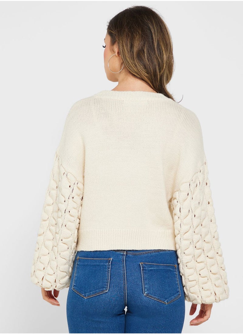 VERO MODA - Balloon Sleeve Knitted Sweater - Image 1
