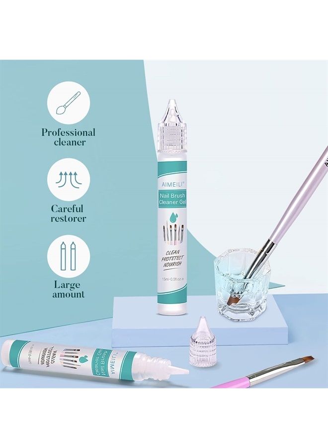 AIMEILI جل منظف فرشاة الأظافر لفرش طلاء الأظافر الأكريليكية وفرش المانيكير الجل - 2 × 15 مل - Image 5