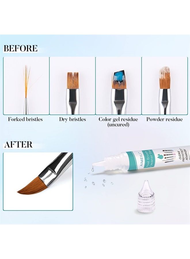AIMEILI جل منظف فرشاة الأظافر لفرش طلاء الأظافر الأكريليكية وفرش المانيكير الجل - 2 × 15 مل - Image 2