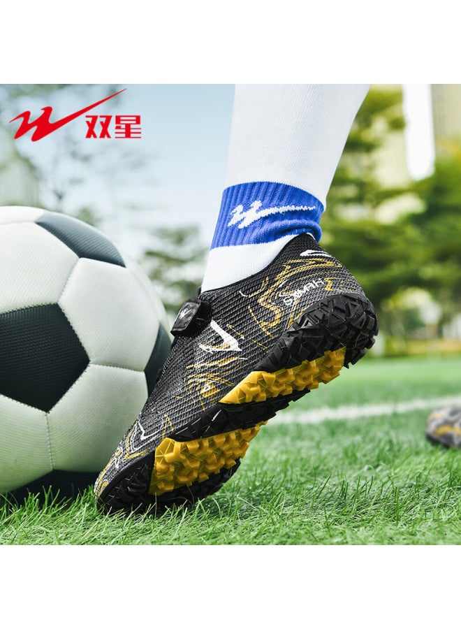 Shuangxing Children's Soccer Shoes, Tf Turf Studs, Non-slip, Wear-resistant, For Older Kids, Students, Teenagers, Training And Compeion Football Boots, Black And Gray, Size 30