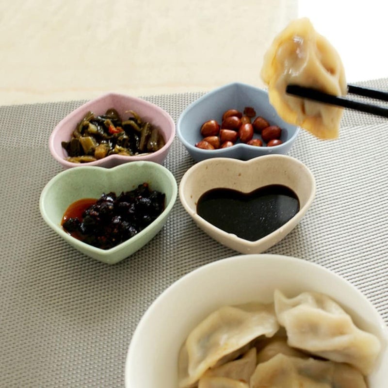 esowemsn 10pcs Assorted Color Plastic Mini Heartshaped Sauce Dishes Dipping Bowls Soy Sauce Dishes Appetizer Serving Tray for Home Kitchen Restaurant - Image 2