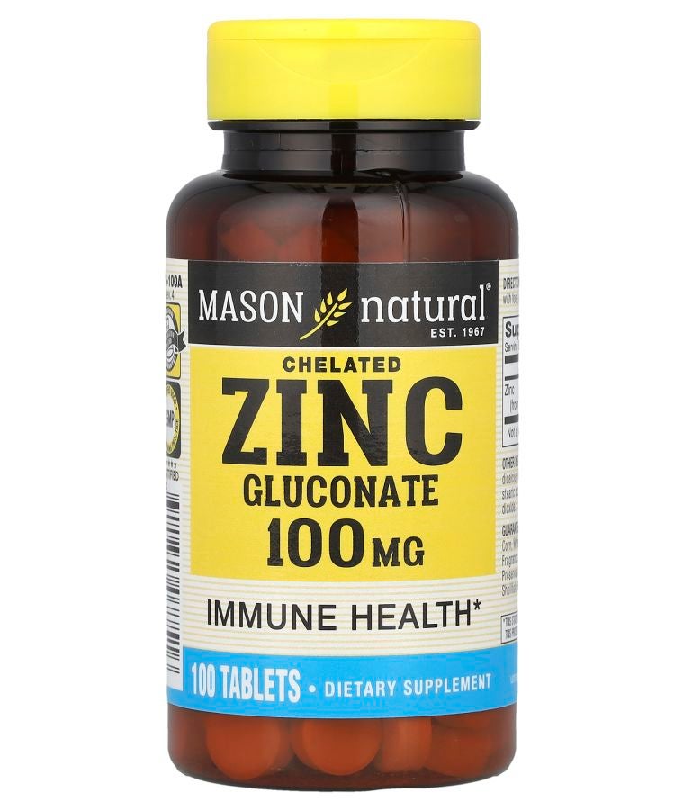 Mason Natural Chelated Zinc Gluconate  100 mg 100 Tablets