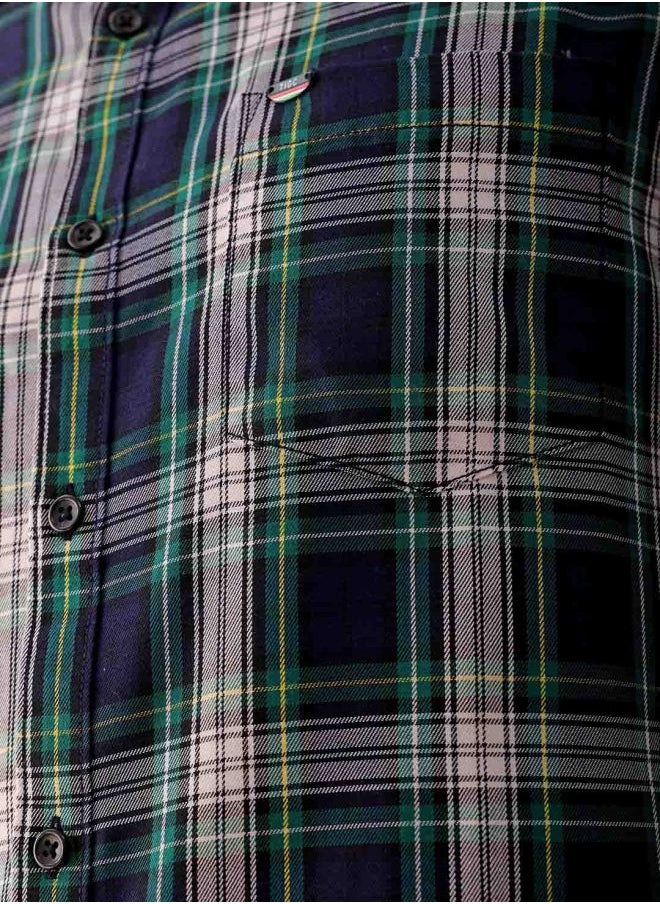 The Indian Garage Co Men Slim Fit Checkered Full Sleeves Cutaway Collar Casual Shirt  - Image 5