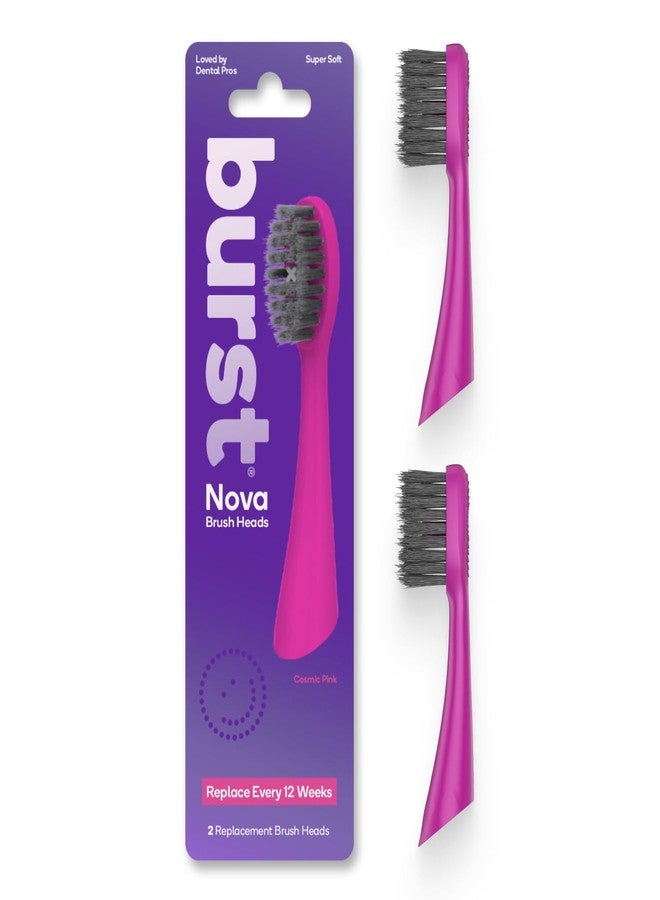 BURST Replacement Heads for Nova Sonic Toothbrush (Pink | Super-Soft Bristles Reduce Risk of Abrasion & Irritation | Tapered Ends Reach Below The Gumline | for a Whiter, Brighter Smile - Image 1