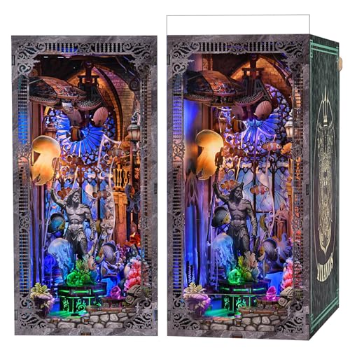 fifijoy Book Nook Kit DIY Miniature House Dollhouse Kit for Adults and Teens Booknook Tiny House Atlantis Bookshelf Decor 3D Wooden Puzzle with LED Light Gifts for Family and Friends Atlantis - Image 1