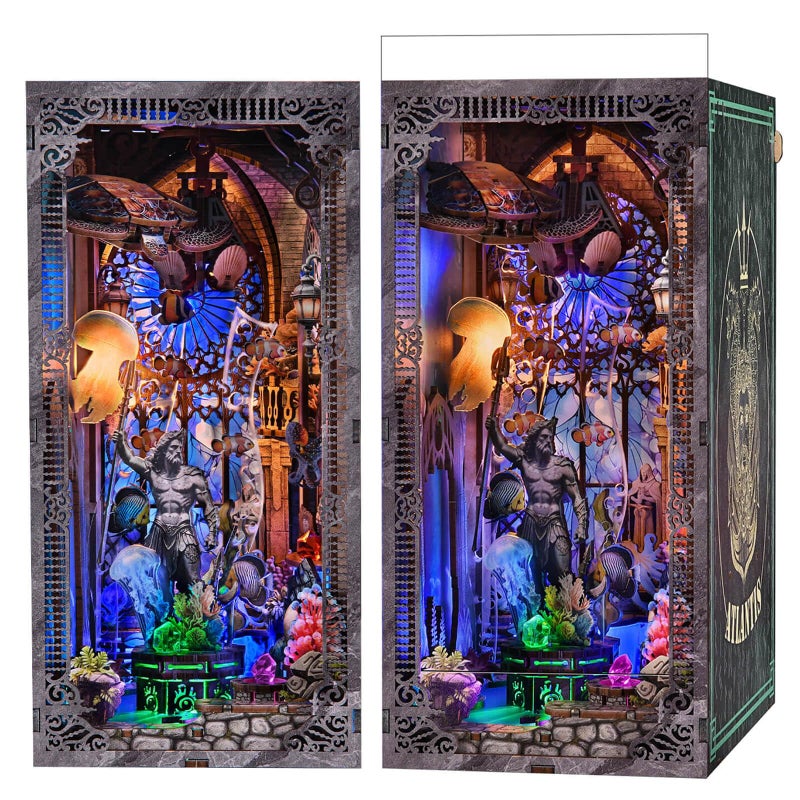 fifijoy Book Nook Kit DIY Miniature House Dollhouse Kit for Adults and Teens Booknook Tiny House Atlantis Bookshelf Decor 3D Wooden Puzzle with LED Light Gifts for Family and Friends Atlantis - Image 3