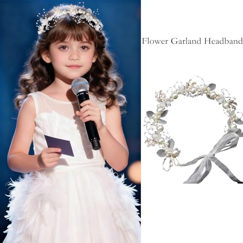 XFSAFDM 2PCS Tiara For Women, Floral Crown Hair Accessories For Kids Girls, Adjustable Crown For Girls, Elegant Pearl Hair Band For Weddings Party, Birthday, Dress Up Anniversaries Celebrations - Image 5