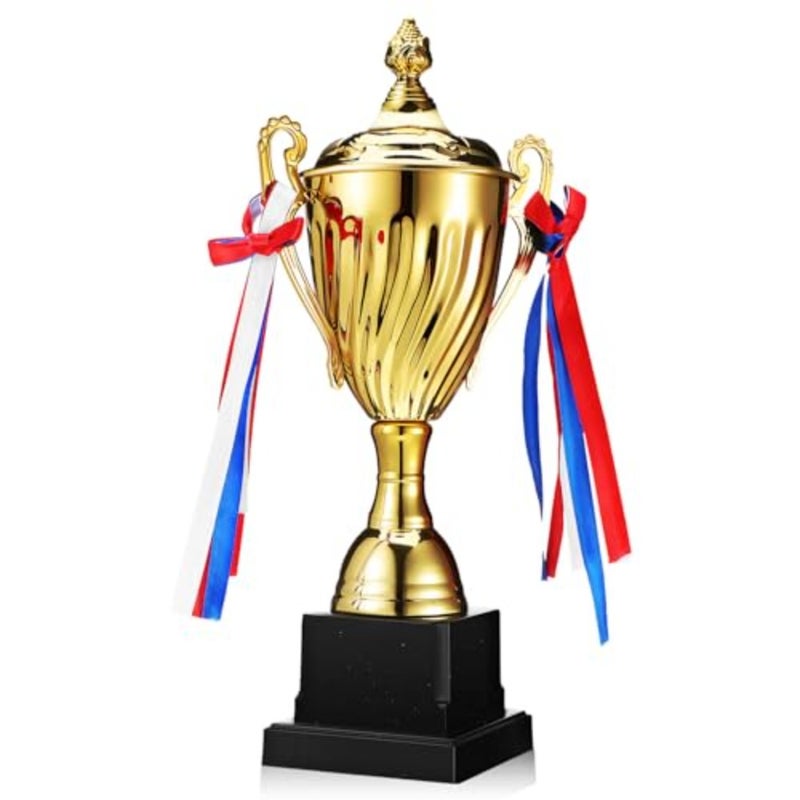 12.6in Awards Trophy, Golden Trophy Cup for Sports Competitions Soccer 1st Place Winners Spelling Bee Tournaments Teamwork - Image 1