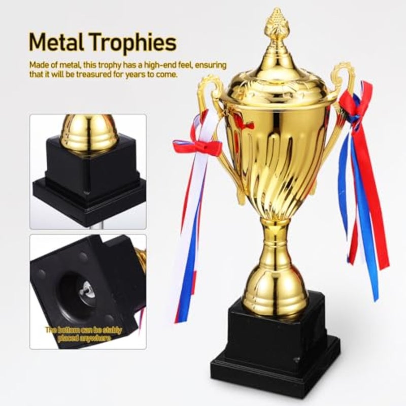 12.6in Awards Trophy, Golden Trophy Cup for Sports Competitions Soccer 1st Place Winners Spelling Bee Tournaments Teamwork - Image 2