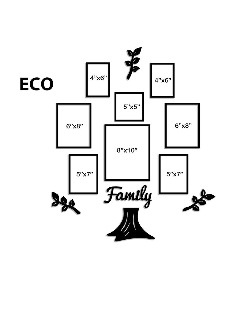 Art Street Art Street Family Tree Photo Frame for Living Room Set of 13 Pieces with MDF Plaque Eco Series Picture Frame for Home Décor (3 Leaf,1 Trunk and 1 Family)  - Image 2