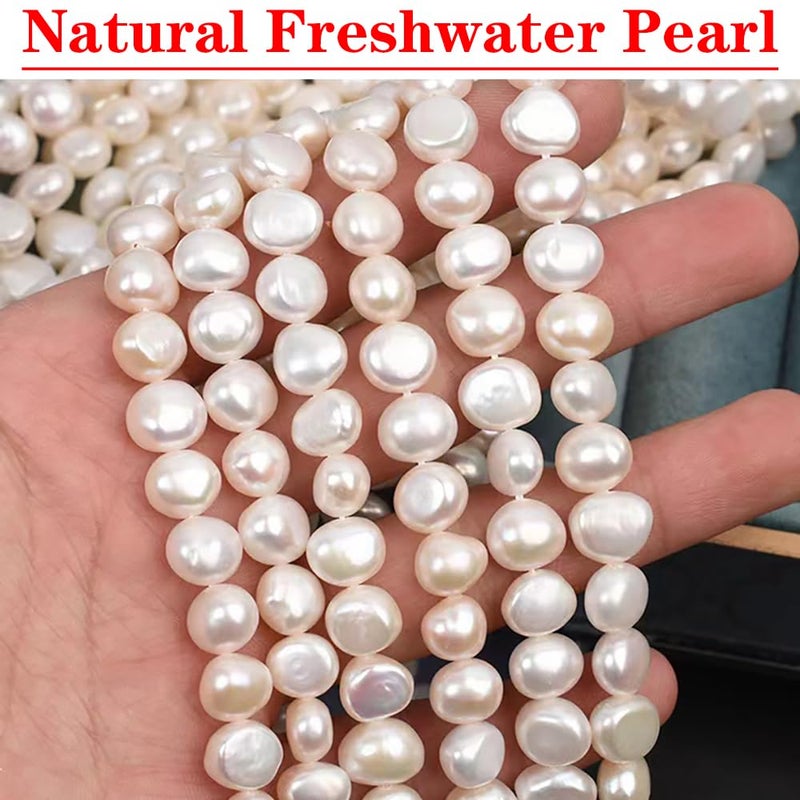 NUZON 6-7mm Baroque Pearl Choker Necklace for Women Natural Freshwater White Pearl Beaded Necklace Strand Elegant Summer Layering Jewelry 16" - Image 5