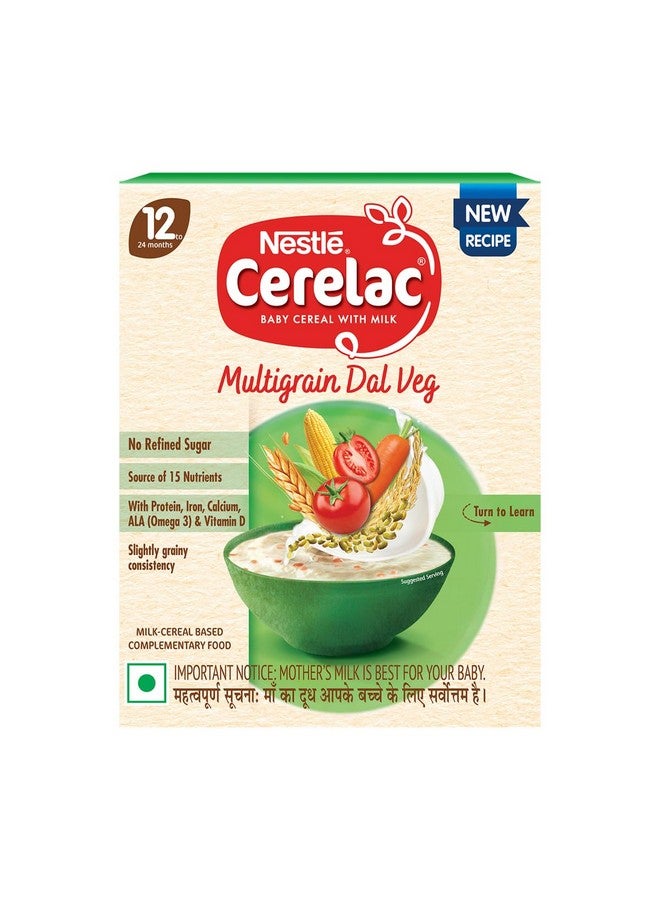 Cerelac CERELAC Baby Food Cereal | No Refined Sugar | Multigrain Dal Veg for 12 to 24 Months Baby | Omega 3 Iron Protein Calcium Vitamin D for Babies | Instant Cereal | 300g - Image 1