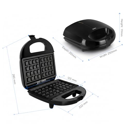 Glen Electric Waffle Maker for Home 750W | Cool Touch Waffle Maker with Non-Stick Coating Plates | Thermostat Control | Compact Vertical Storage | Black (3024WMBL) - Image 3