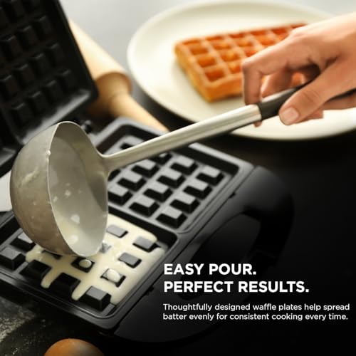 Glen Electric Waffle Maker for Home 750W | Cool Touch Waffle Maker with Non-Stick Coating Plates | Thermostat Control | Compact Vertical Storage | Black (3024WMBL) - Image 4