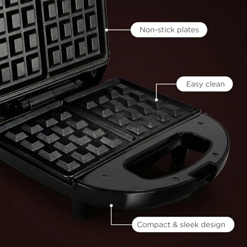 Glen Electric Waffle Maker for Home 750W | Cool Touch Waffle Maker with Non-Stick Coating Plates | Thermostat Control | Compact Vertical Storage | Black (3024WMBL) - Image 5